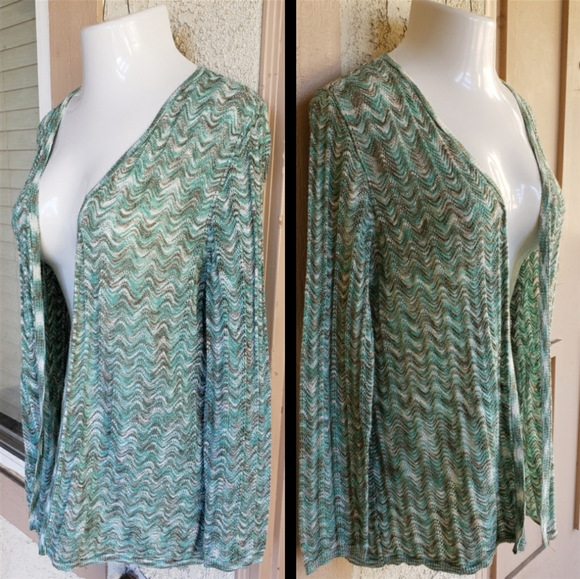 2 / 12 CHICO'S thin lightweight open knit cardigan - Picture 2 of 8